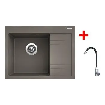 Granitový dřez Sinks RIM 650 L Truffle + Elasta nerez/černá