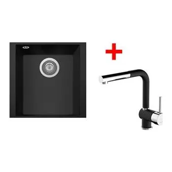 Granitový dřez Sinks CUBE 340U Nanoblack + MIX 3 P Nanoblack