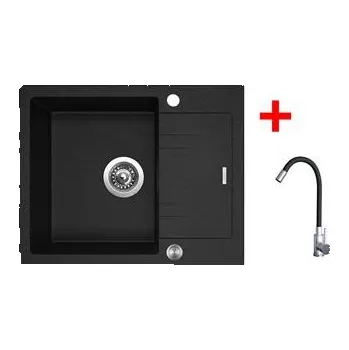 Kuchyňský dřez Sinks LINEA 600 XC Granblack + Elasta nerez/černá