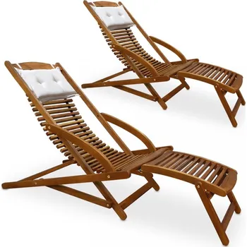 Zahradní lehátko Zahradní lehátko sada 2 ks D1453 akácie Dekorhome