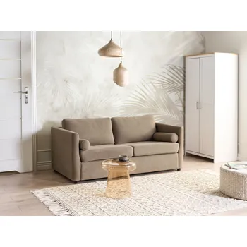 Pohovka Rozkládací pohovka hnědá látkové čalounění 2místná na spaní konstrukce s matrací obývací pokoj Beliani