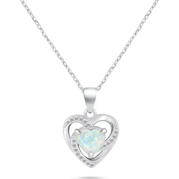Náhrdelník Brilio Silver Půvabný stříbrný náhrdelník Srdce s opálem NCL154W + 2 měsíce na vrácení zboží