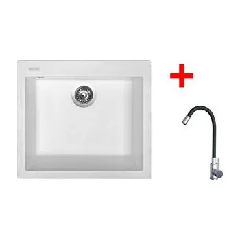 Granitový dřez Sinks CUBE 560 Milk + Elasta nerez/černá