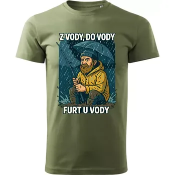 Pánské rybářské tričko Furt u vody khaki
