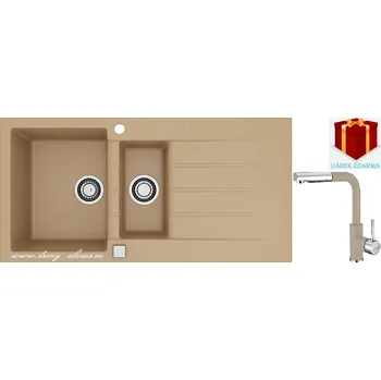 Granitový dřez Alveus SET dřez Cadit 80 + baterie Siros - 55 beige + dárek (příborník, podložka na sušení nádobí nebo tekutý čistič)