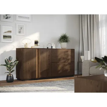 Komoda Stará Krása - Own Imports Dubové masivní komody se sklem v tmavé barvě 79/185/43,5