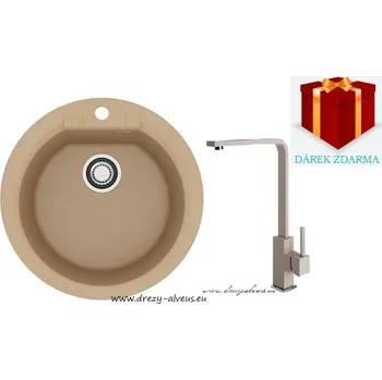 Granitový dřez Alveus SET dřez Cadit 100 + baterie Afra - 55 beige + dárek (příborník, podložka na sušení nádobí nebo tekutý čistič)