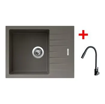 Kuchyňský dřez Sinks PERFECTO 650 Truffle + ELASTA S černá matná