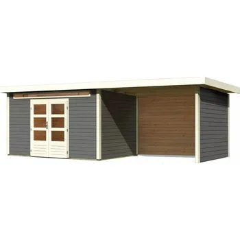 Zahradní domek Dřevěný zahradní domek KANDERN 7 s přístavkem 320 Lanitplast