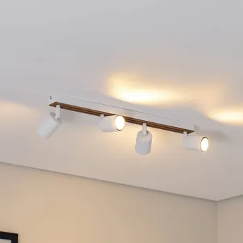 Lampička Envostar Tino stropní bodové osvětlení čtyřramenné bílé/dřevěné - Bodovka - Ø 5,5 cm, délka 7,5 cm bílá, světlé dřevo 4 x 8 W LED - Doprava zdarma