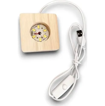 Dřevěný stojánek s LED světlem na výrobu lampičky – hranatý