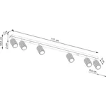 SOLLUX LIGHTING Stropní bodové svítidlo carbon, bílé, délka 117 cm, hliník, 6 světel. bílá 6 x 10 W LED - Doprava zdarma