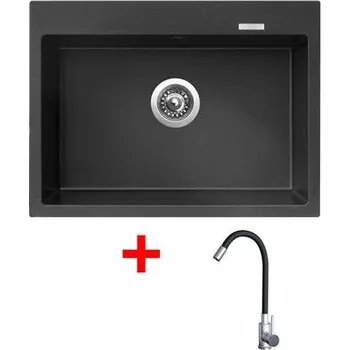 Kuchyňský dřez Sinks MAXIMO 680 Metalblack + Elasta nerez/černá