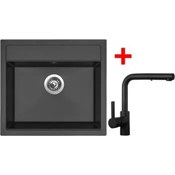 Granitový dřez Sinks SOLO 560 Pureblack + ENIGMA S Černá matná