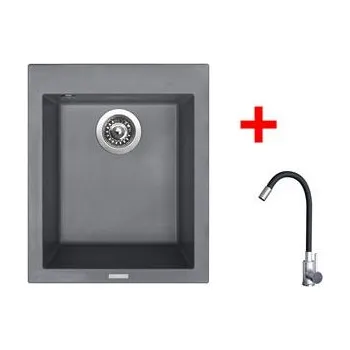 Sinks CUBE 410 Titanium + Elasta nerez/černá