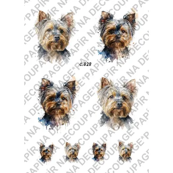 Umělecký papír Rýžový a soft papír na decoupage - Jorkšír - KB0828 Materiál: Soft, Rozměr: A4