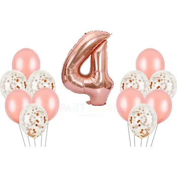 Party dekorace Růžový set balónky a foliový balónek číslo 4