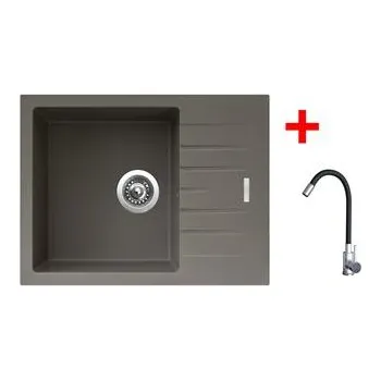 Sinks PERFECTO 650 Truffle + Elasta nerez/černá