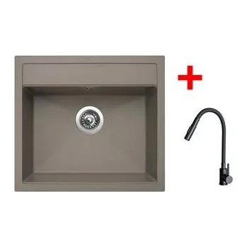 Kuchyňský dřez Sinks SOLO 560 Truffle + ELASTA S černá matná