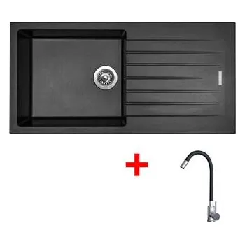 Granitový dřez Sinks PERFECTO 1000 Metalblack + Elasta nerez/černá