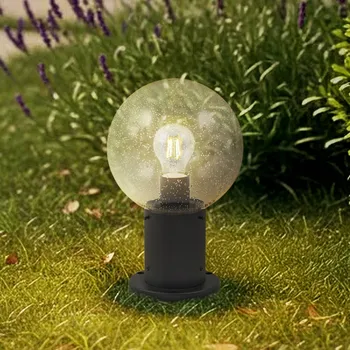 Lampička Podstavné svítidlo Lindby Dangan, čiré, výška 32 cm, sklo, kov - Podstavec - Ø 13,5 cm, výška 2 cm; výška stínidla 21 cm transparentní, černá 1 x 15 W LED - Doprava zdarma