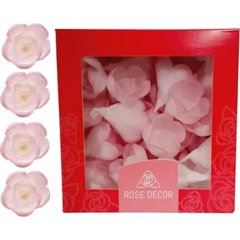 Jedlá dekorace na dort Dekorace oplatková - Růže poupě, růžová stínovaná, 60 ks