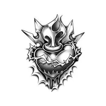 Odstranitelné tetování Srdce v trnech a plamenech - nalepovací tetování