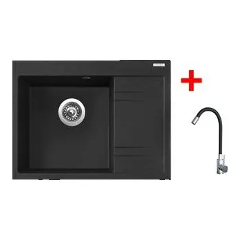 Granitový dřez Sinks RIM 650 L Granblack + Elasta nerez/černá