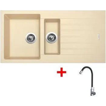 Granitový dřez Sinks PERFECTO 1000.1 Sahara + Elasta nerez/černá