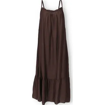 Dámské oblečení Dlouhé šaty na ramínka 21646 barva: hnědá tmavá