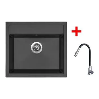 Sinks SOLO 560 Pureblack + ELASTA S nerez/černá