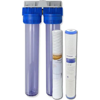Ochranný vodní filtr AQUA / Pentair DUPLEX 20SL (5 mcr), dvojitý filtr na mechanické nečistoty, připojení 1"