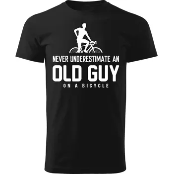 Pánské tričko Grooters Tričko pro cyklisty - Old Guy on Bicycle Barva: Černá, Velikost: L