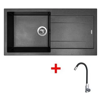 Granitový dřez Sinks AMANDA 990 Metalblack + Elasta nerez/černá