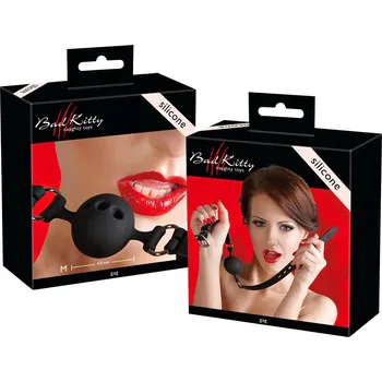 Roubík Bad Kitty - silikonový roubík střední (černý)