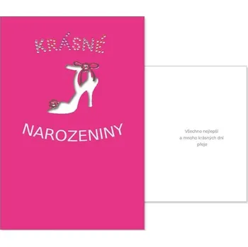 Přání růžové Krásné narozeniny s podpatkem