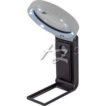 lupa WEDO černá/bílá, 90mm, rozkládací stojánek, svítící s LED světlem