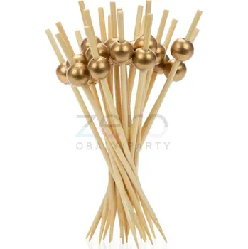 Jednorázové nádobí Napichovátko ozdobné 'kulička' 12 cm (100 ks) - zlatá