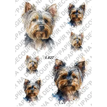 Umělecký papír Rýžový a soft papír na decoupage - Jorkšír - KB0827 Materiál: Soft, Rozměr: A4