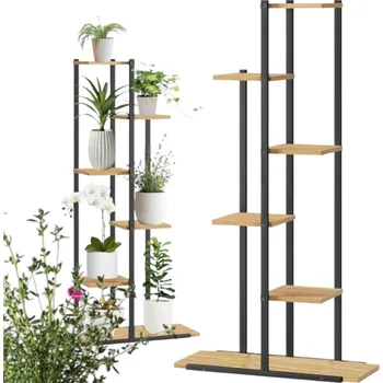 Stojan na květiny Paradox Stojan na květiny FLOWER / Černá - světlé dřevo