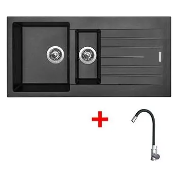 Granitový dřez Sinks PERFECTO 1000.1 Metalblack + Elasta nerez/černá
