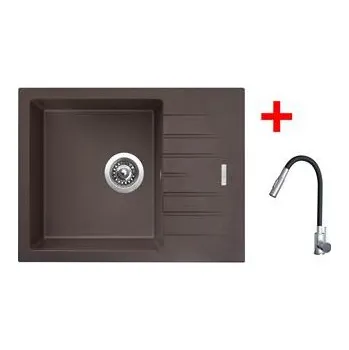 Sinks PERFECTO 650 Marone + ELASTA S nerez/černá