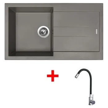 Granitový dřez Sinks AMANDA 860 Truffle + Elasta nerez/černá