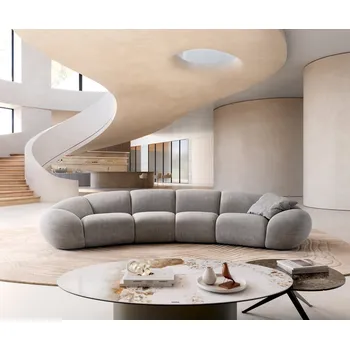 Pohovka Velká pohovka Lunna 360x175 cm plochá tkanina šedá 2 polštáře