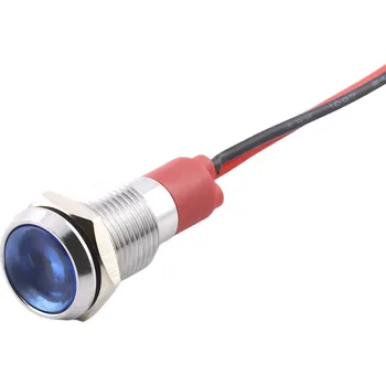 Relé LED kontrolka kovová, pro průměr otvoru 10mm, stříbrná Modrá 110-220 V AC