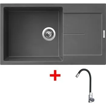 Granitový dřez Sinks ULTIMA 860 XXL Titanium + Elasta nerez/černá