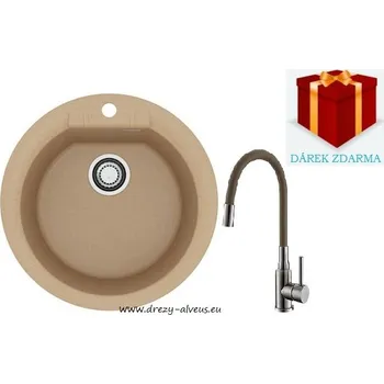 Kuchyňský dřez Alveus SET dřez Cadit 100 + baterie Mintas - BRS/55 beige + dárek (příborník, podložka na sušení nádobí nebo tekutý čistič)