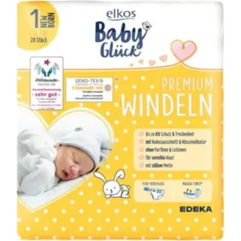 jednorázová plena Elkos Premium Baby Glück pleny vel. 1 novorozenec 2-5 kg ​​28 ks Německo