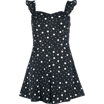 Dámský overall Overal Rockabilly z Voodoo Vixen - Overal s puntíky a širokými kalhotami - Ženy - cerná/bílá