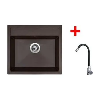 Kuchyňský dřez Sinks SOLO 560 Marone + Elasta nerez/černá